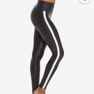 NWOT Spanx Faux Leather Athletic Side Stripe Legging